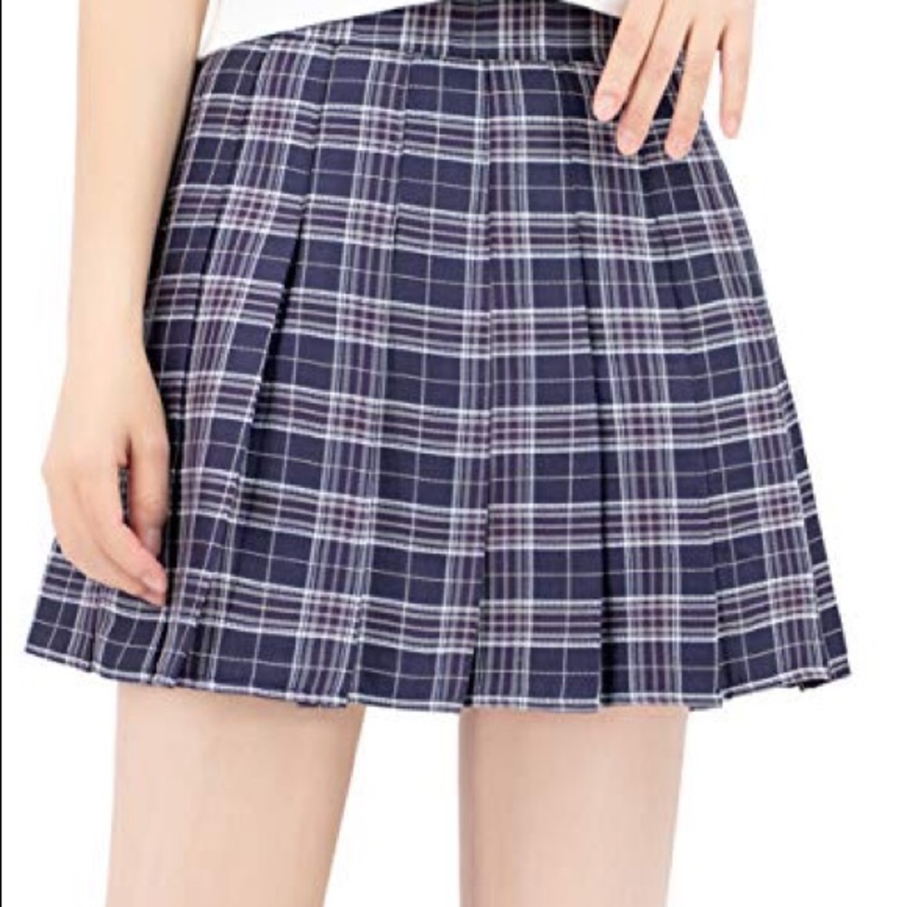 DAZCOS Plaid Skirt High Waist School Girl Skirt
